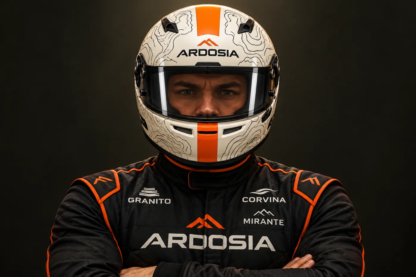 Giovanne de capacete e braços cruzados
